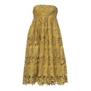 TIBI Strapless Flower Embroidered Dress